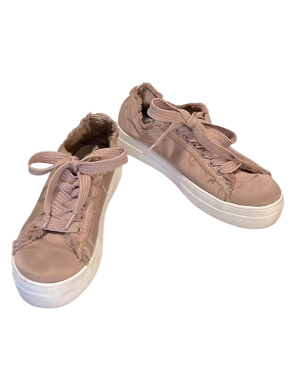 Rock & Candy “Silky” Rose Gold Pink Satin Platform Low Top Lace Up Sneakers Sz 7